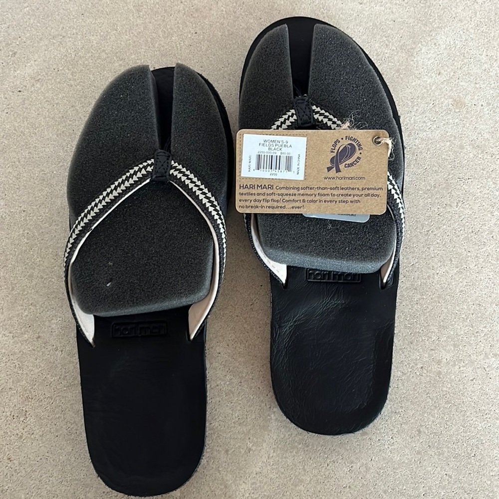 Hari Mari Sandals Flip Flops Women’s Field Puebla Black White Size 9 - Picture 2 of 8